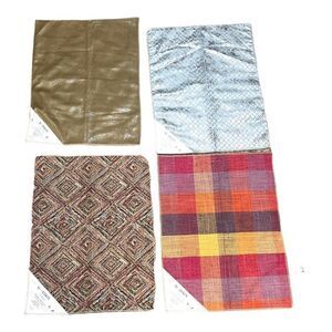 Kaufman Craft Upholstery Fabric Samples Textured Patterns & Plaid Lot 4 Swatch